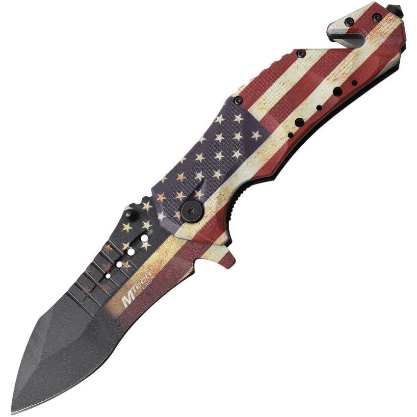 MTech A845F Rescue Linerlock Assisted Opening Knife with Aluminum Handle