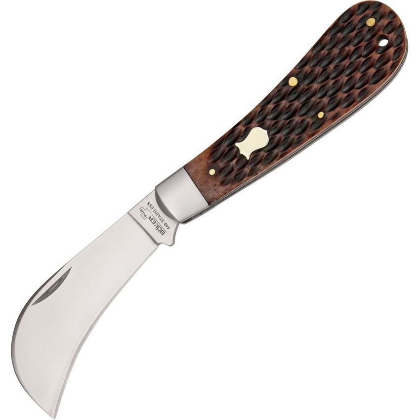Boker Plus 01BO207 Hawkbill Knife Brown Handles - Knife Country, USA