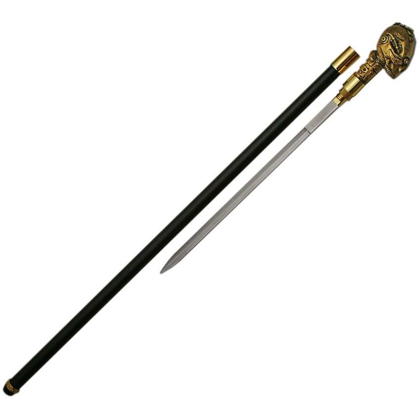 China Made 926902 Skull Sword Cane Brass
