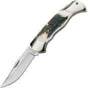 Boker 112004ST Stag Lockback Folding Pocket Clip Blade Knife with Geniune Stag Handle