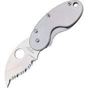 Spyderco 29S Cricket Serrated Framelock Folding Pocket Knife with Brushed Stainless Handles