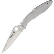 Spyderco 7P PolICE Model Plain Edge Stainless Blade Knife Lockback Folding Pocket Knife with Stainless Handles