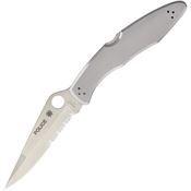 Spyderco 7PS PolICE Model Part Serrated Blade Lockback Folding Pocket Knife with Stainless Handles