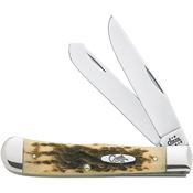 Case 163 Trapper Folding Pocket Knife Clip with Amber Bone Handle
