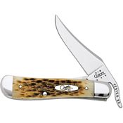 Case 260 Russlock Amber Bone Clip Point Linerlock Folding Pocket Knife