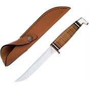 Case 381 Hunter Fixed Clip Blade Knife with Polished Leather Handle
