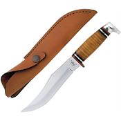Case 386 Hunter Fixed Upswept Skinner Blade Knife with Polished Leather Handle