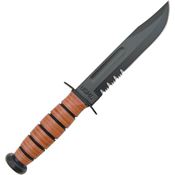 Ka-bar 5018 Usmc Fighting Fixed Carbon Steel Blade Knife with Stacked Leather Handle