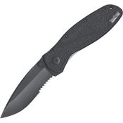 Kershaw 1670BLKST Blur Black Assisted Opening Part Serrated Drop Point Linerlock Folding Pocket Knife