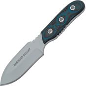 TOPS 03 Baghdad Bullet Fixed Gray Finish Blade Knife with Black and Blue G-10 Handles