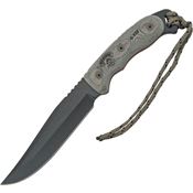 TOPS 88 Moccasin Ranger Fixed Black Traction Coated Blade Knife with Black Linen Micarta Handles