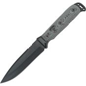 TOPS H01 Mohawk Hunter Fixed Black Traction Coated Blade Knife with Black Linen Micarta Handles