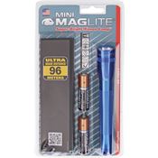 Maglite M2A11H Blue MiniMag 2 Cell AA Flashlight w/Holster