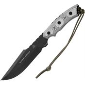 TOPS 906 Alaskan Harpoon Fixed Black Traction Coating Blade Knife with Black Linen Micarta Handles