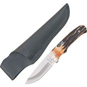 Bear & Son 549 Pro Skinner Fixed Drop Point Blade Knife with India Stag Bone Handle