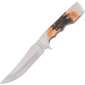 Bear & Son 577 Skinner Fixed Upswept Skinning Blade Knife with India Stag Bone Handle