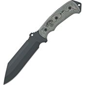 TOPS SJ626 Smoke Jumper Fixed Black Traction Coating Blade Knife with Black Linen Micarta Handles