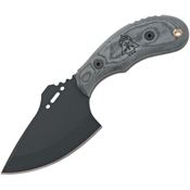 TOPS WP011 Wolf Pup XL Fixed Black Traction Coating Blade Knife with Black Linen Micarta Handles