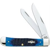 Case 2800 Trapper Folding Pocket Knife with Navy Blue Jigged Handle