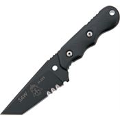 TOPS SAW02 Special AssauLT Weapon Fixed Partially Serrated Black Traction Coated Blade Knife with Black G-10 Handles
