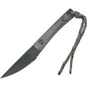 TOPS SS07 Scalpel Fixed Black Traction Coated Blade Knife with Black Linen Micarta Handles