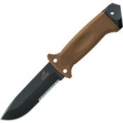 Gerber 1463 Lmf II Infantry Fixed Stainless Blade Knife with Coyote Brown Tpv Overmolded On Nylon Handle