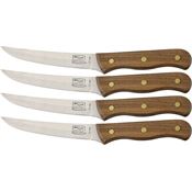 Chicago B144 4 Piece Steak Knife Set with Solid Contoured Walnut Handle