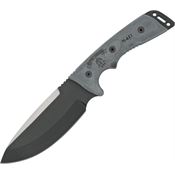 TOPS OC01 Outpost Command Fixed Black Traction Coated Blade Knife with Black Linen Micarta Handles