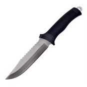 Hen & Rooster 5010 6 Inch Bowie Fixed Stainless Blade Knife with Checkered Black Rubber Handle