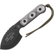 TOPS ATM01 American Trail Master Fixed Black Traction Coated Blade Knife with Black Linen Micarta Handles