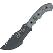 TOPS T010T2 Tom Tracker T-2 Fixed Black Traction Coated Blade Knife with Black Linen Micarta Handles