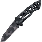 Buck 870X Bones Tiger Stripe Part Serrated Framelock Folding Pocket Knife