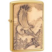 Zippo 20854 Where Eagles Dare Emblem Zippo Lighter with Brushed Brass Finish