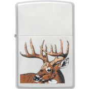 Zippo 23481 Whitetail Buck Deer Logo Zippo Lighter with Satin Chrome Finish