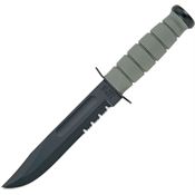 Ka-Bar 5012 Fighting Fixed Carbon Steel Blade Knife with Grooved Foliage Green Kraton G Handle