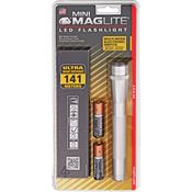 Maglite 53043 Mini Mag-Lite 2AA Cell Silver Survival LED Flashlight with Anodized Finish