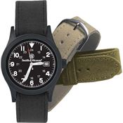 Smith & Wesson W1464BLK Military Watch with Three Bands and Black Face
