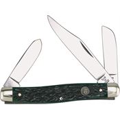 Hen & Rooster 413GPB Stockman Folding Pocket Knife with Green Pick Bone Handle