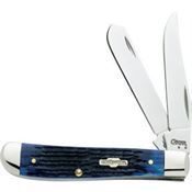 Case 2838 Mini Trapper Folding Pocket Knife with Navy Blue Bone Handle