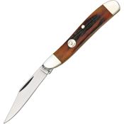 Bear & Son CRSB19 Peanut Folding Pocket Knife with Red Stag Bone Handle