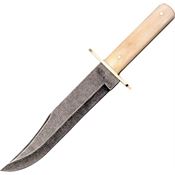Bear & Son WSB02D Damascus Steel Bowie Fixed Blade Knife with White Smooth Bone Handle