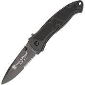 Smith & Wesson ATMBS Swat Assisted Opening Part Serrated Linerlock Folding Pocket Knife with Anodized Aluminum Handles