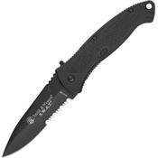 Smith & Wesson ATLBS Large Black Finish Swat Assisted Opening Part Serrated Pocket Knife with Anodized Aluminum Handles