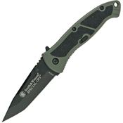 Smith & Wesson SPECM Special Ops Assisted Opening Tanto Point Blade Linerlock Folding Pocket Knife with OD Green Handles