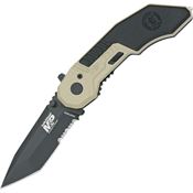 Smith & Wesson MP3BSD M&P Assisted Opening Tanto Point Linerlock Folding Pocket Knife with Desert Tan Aluminum Handles