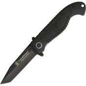 Smith & Wesson TACB Special Tactical Tanto Point Blade Linerlock Folding Pocket Knife with Black Rubberized Metal Handles