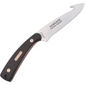 Schrade 158OT Old Timer Guthook Skinner Fixed Blade Knife with Brown Sawcut Delrin Handles