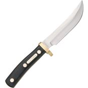 Schrade 165OT Old Timer Woodsman Fixed Stainless Upswept Blade Knife with Brown Sawcut Delrin Handles