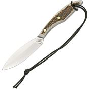 Grohmann 1S 4 Inch Original Design Fixed Stainless Elliptical Blade Knife with Genuine Stag Handles