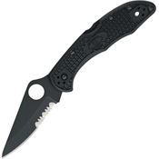 Spyderco 11PSBBK Delica 4 Part Serrated Blade Lockback Folding Pocket Knife